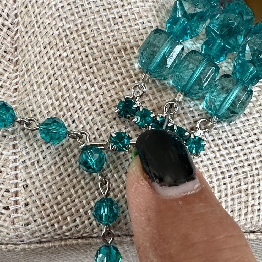 Tarina Tarantino Acrylic Triple Strand Turquoise And Blue Statement Necklace - Picture 7 of 16
